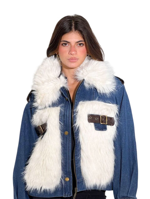 جاكيت جينز مع فرو