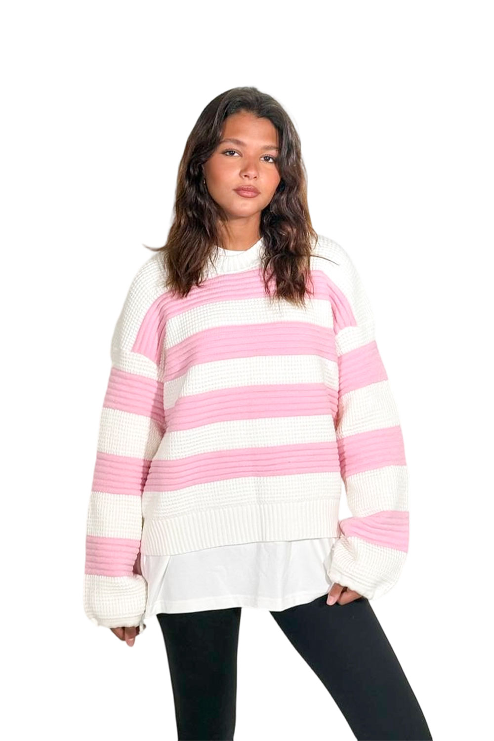 بلوفر تريكو مقلم برقبة مستديرة - الصورة 9