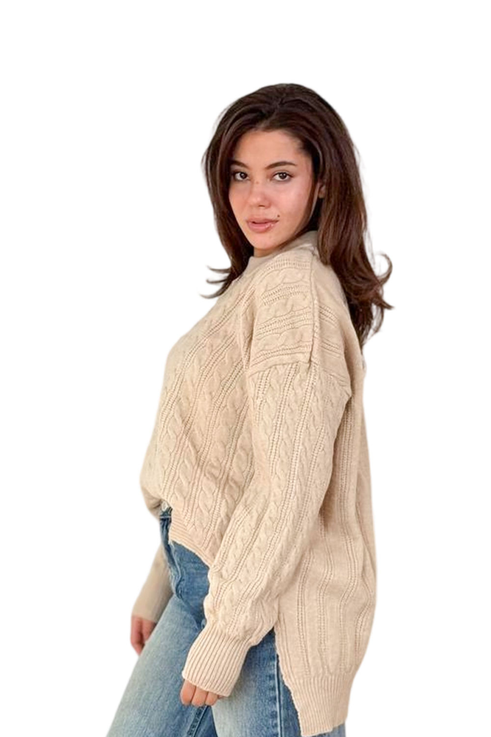 بلوفر تريكو رقبة مستديرة